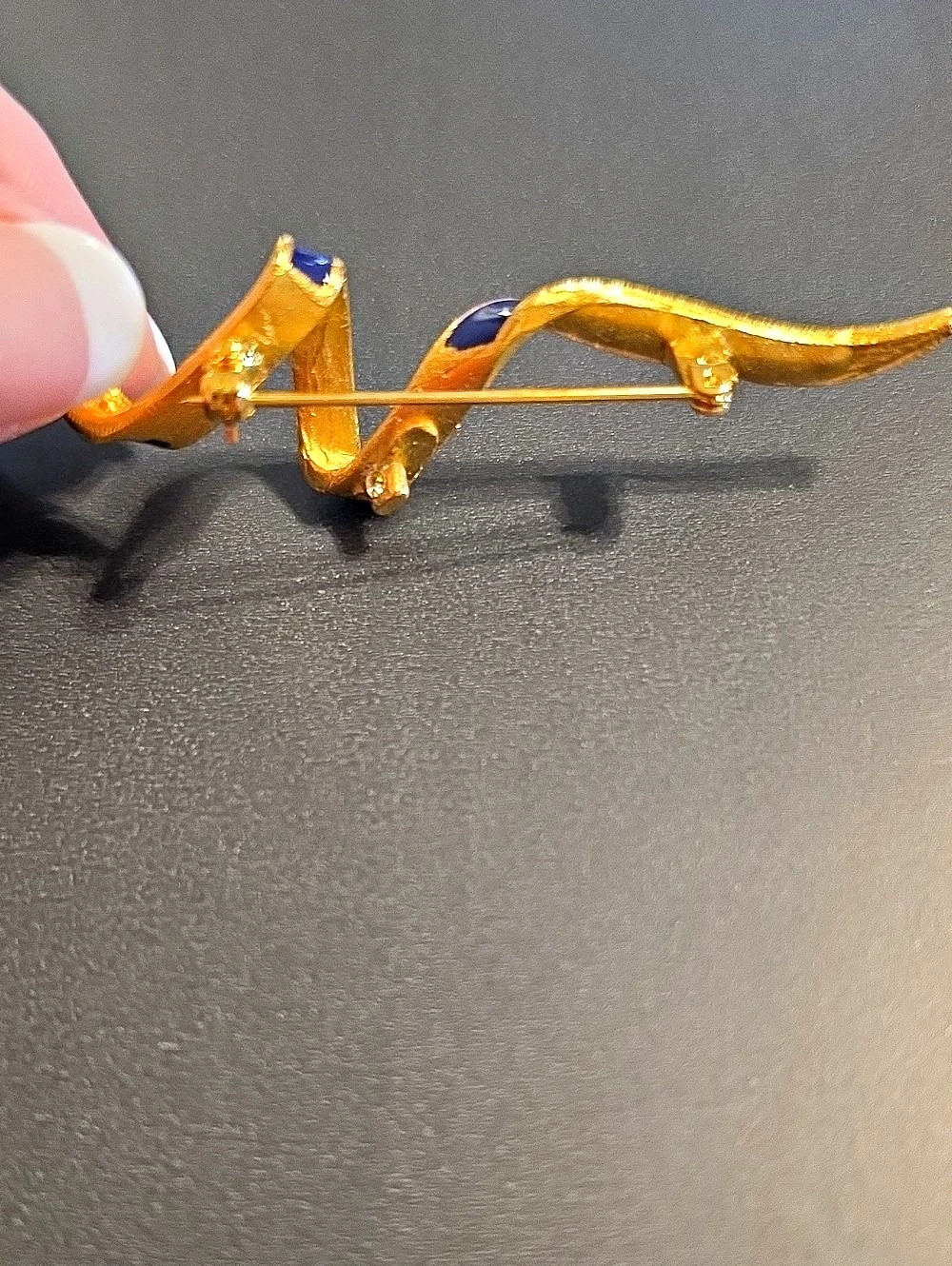 Gold & Blue Abstract Brooch - Picture 6 of 6
